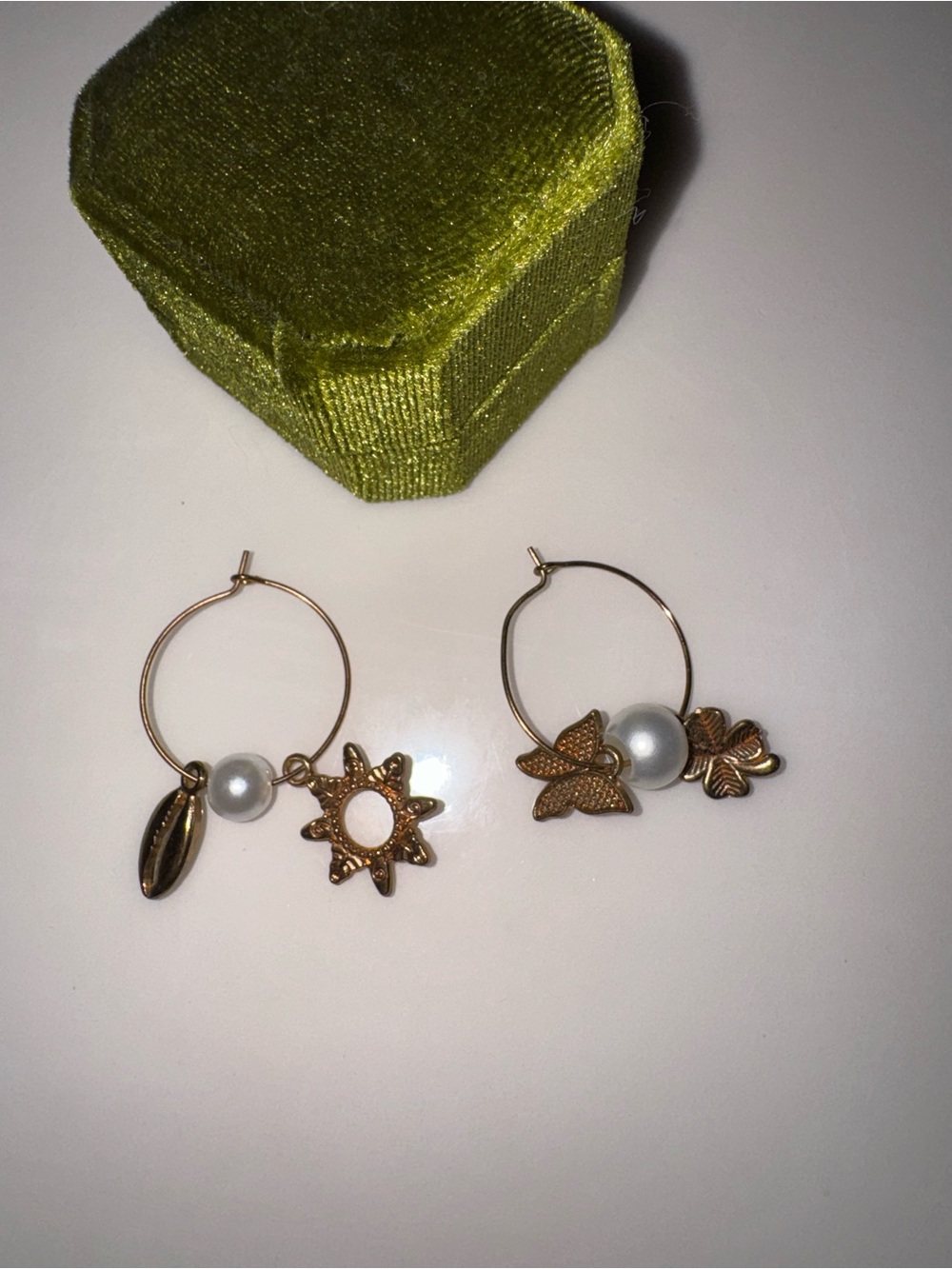 Gold Hoop Charm Earrings